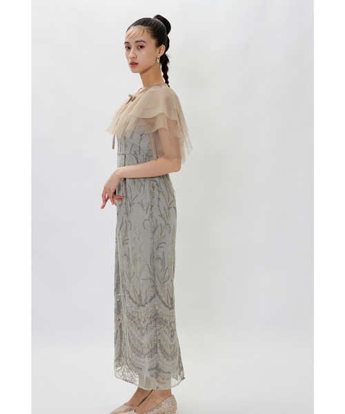 【美品】niana オケーションドレス niana ドレス ケープセットメッシュドレス 結婚式 パーティー