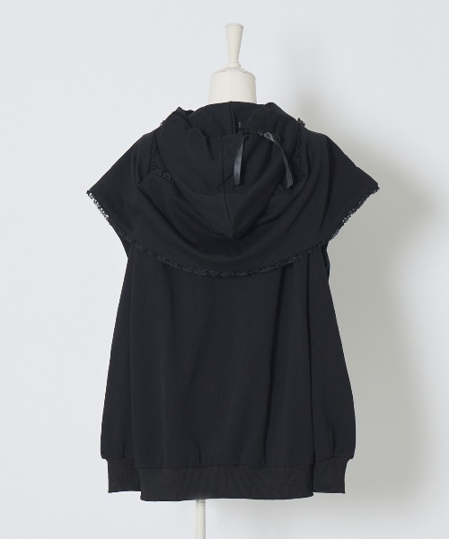 AVENCHUMU パーカー Ribbon shoulder zip hoodie oversize レディース