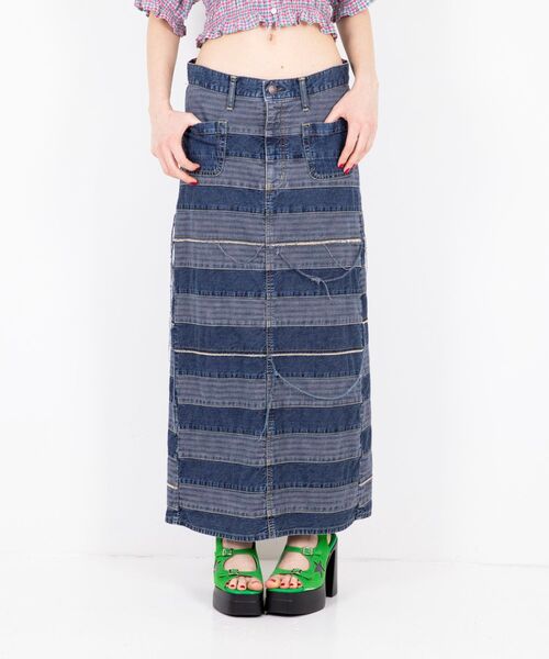 HYSTERIC GLAMOUR スカート スクラッチロングデニムスカート