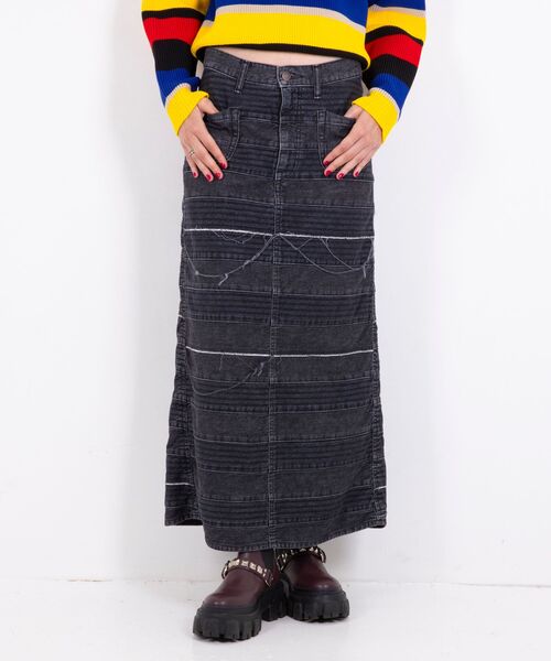 HYSTERIC GLAMOUR スカート スクラッチロングデニムスカート