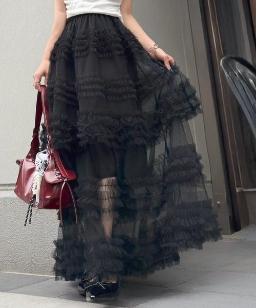 CHARME BY MICOLA スカート 存在感のあるチュール×フリルがコーデを
