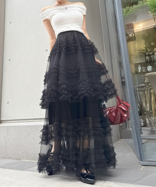 CHARME BY MICOLA スカート 存在感のあるチュール×フリルがコーデを