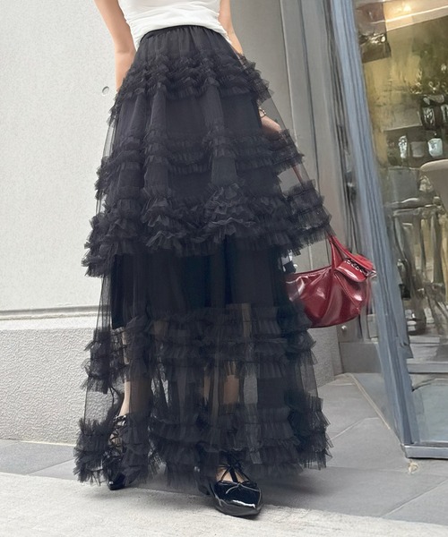 CHARME BY MICOLA スカート 存在感のあるチュール×フリルがコーデを