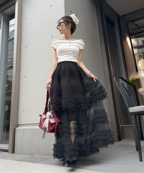CHARME BY MICOLA スカート 存在感のあるチュール×フリルがコーデを
