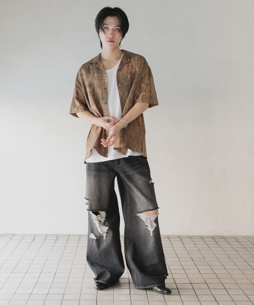 ユニセックスダメージデニムパンツワイドパンツ SENSE OF PLACE by URBAN RESEARCH ジーンズ 「ユニセックス
