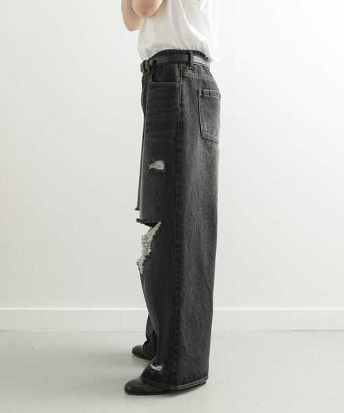 ユニセックスダメージデニムパンツワイドパンツ SENSE OF PLACE by URBAN RESEARCH ジーンズ 「ユニセックス