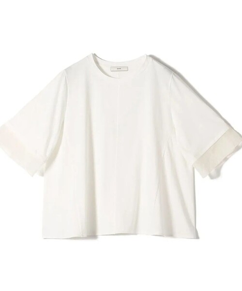 tシャツ 「WEB限定」「接触冷感 / UVカット」シアー オーガンジー コンビ プルオーバー レディースの画像