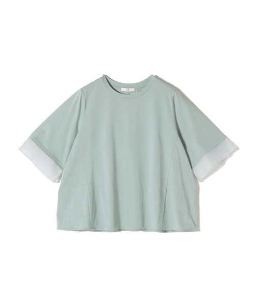 tシャツ 「WEB限定」「接触冷感 / UVカット」シアー オーガンジー コンビ プルオーバー レディースの画像