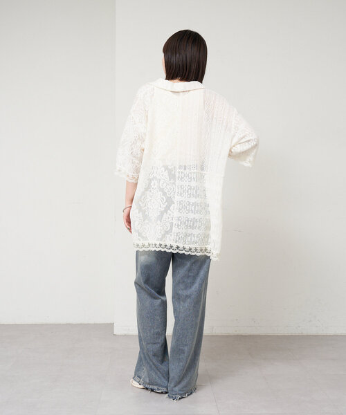 ブラウス シャツ レース開襟シャツ レディース B：MING by BEAMS ブラウス シャツ レース 開襟 レディース