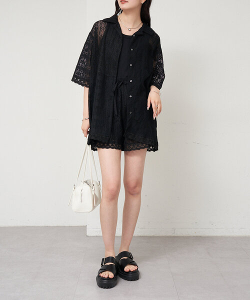 ブラウス シャツ レース開襟シャツ レディース B：MING by BEAMS ブラウス シャツ レース 開襟 レディース
