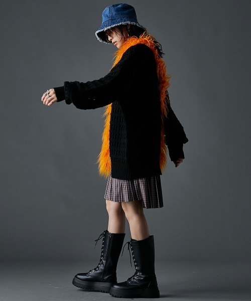 GEVS. ワンピース 裾プリーツミニシャツワンピース「大きい