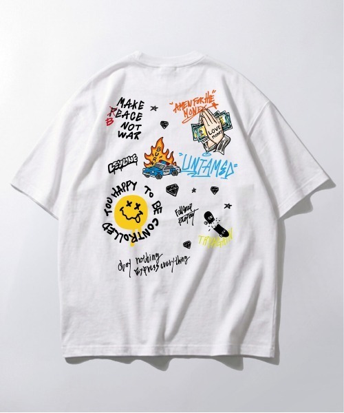 tシャツ 「Leyline」Scribble tee / 落書き風マルチグラフィック