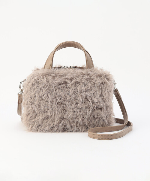 MONO COMME CA（モノコムサ） ボストンバッグ 2WAY フェイクファー