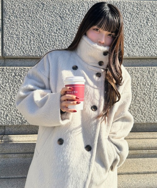 Ada. コート チェスターコート シャギー 2WAYネック ミドル丈 コート