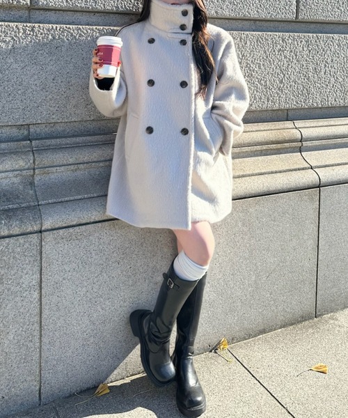 Ada. コート チェスターコート シャギー 2WAYネック ミドル丈 コート