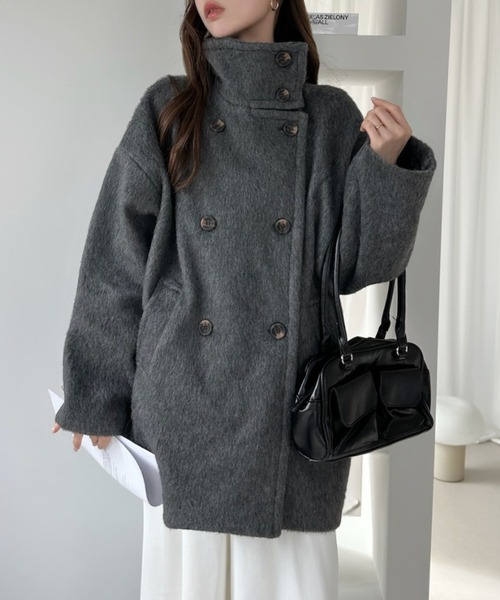 Ada. コート チェスターコート シャギー 2WAYネック ミドル丈 コート