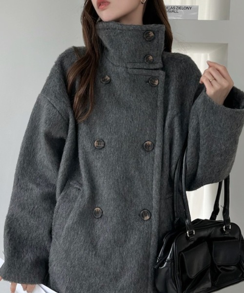 Ada. コート チェスターコート シャギー 2WAYネック ミドル丈 コート