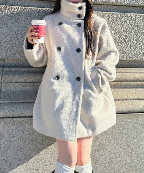 Ada. コート チェスターコート シャギー 2WAYネック ミドル丈 コート