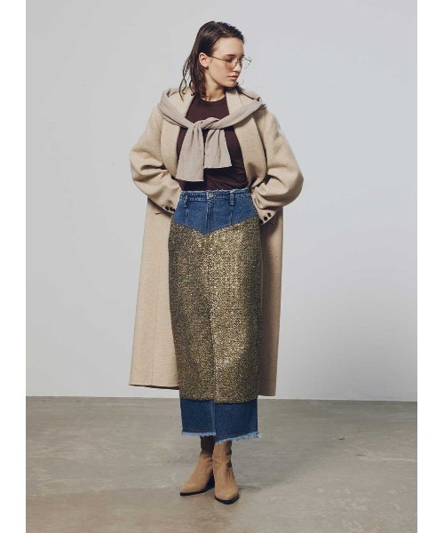 COEL（コエル） スカート ラメツイードドッキングスカート : ZOZOTOWN
