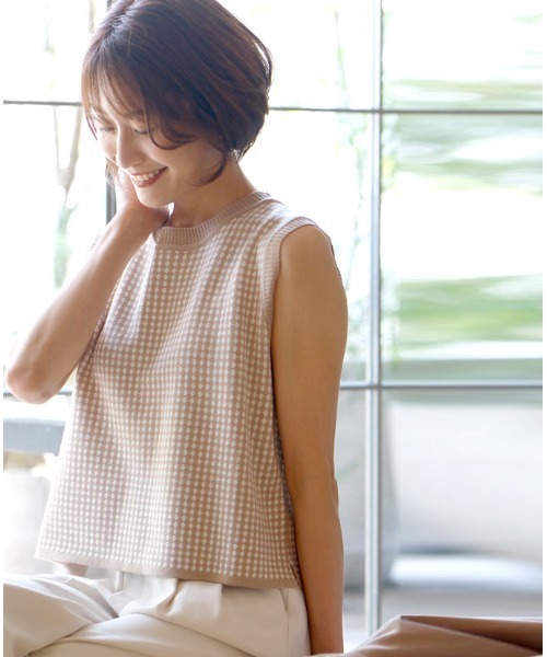 「Ehre style」 ノースリーブニット FREE ベージュ レディース_画像8