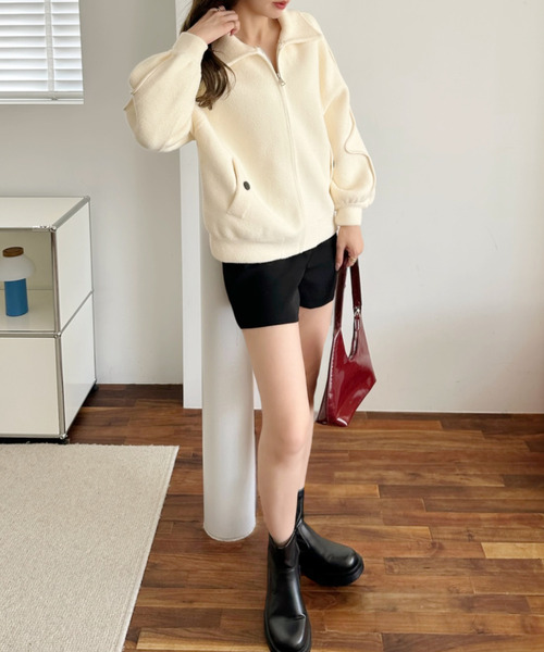 3377【美品】アドーア　ブルゾン ジップアップ　7分丈ベージュ　S 3377【美品】アドーア ブルゾン ジップアップ 7分丈ベージュ S 【公式