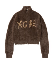 X-girl（エックスガール） ニット セーター LOGO JACQUARD ZIP UP