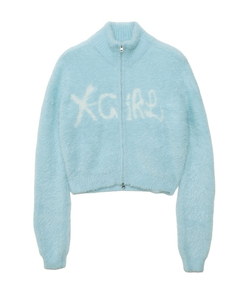 YY♡ X-girl（エックスガール） ニット セーター LOGO JACQUARD ZIP UP