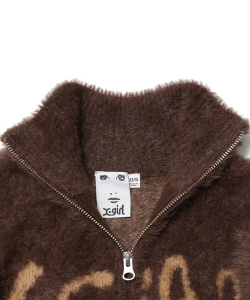 X-girl（エックスガール） ニット セーター LOGO JACQUARD ZIP UP