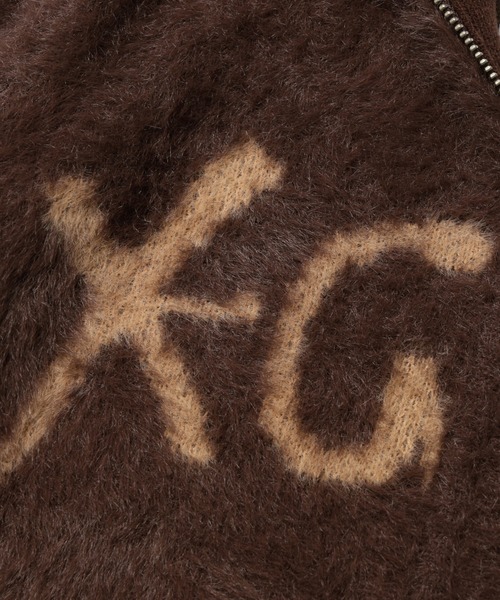 X-girl（エックスガール） ニット セーター LOGO JACQUARD ZIP UP