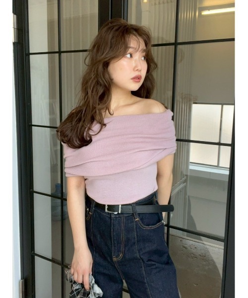 FRAY I.D（フレイ・アイディー） ニット セーター オフショルドレープ