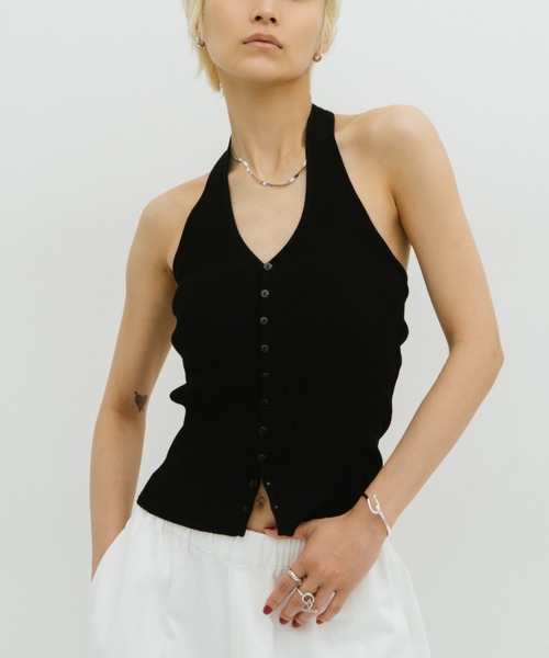 HANNE ベスト ジレ ホルターネックニットベスト レディース : ZOZOTOWN