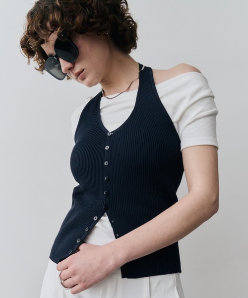 HANNE ベスト ジレ ホルターネックニットベスト レディース : ZOZOTOWN