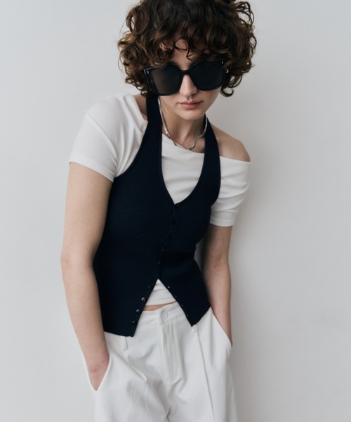 HANNE ベスト ジレ ホルターネックニットベスト レディース : ZOZOTOWN