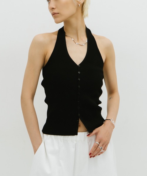 HANNE ベスト ジレ ホルターネックニットベスト レディース : ZOZOTOWN