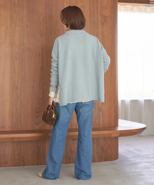 イエナ　ウールカシミヤ　脇スリットクルーネックプルオーバー IENA｜《WEB限定/追加》ウールカシミヤ 脇スリットクルーネックプル