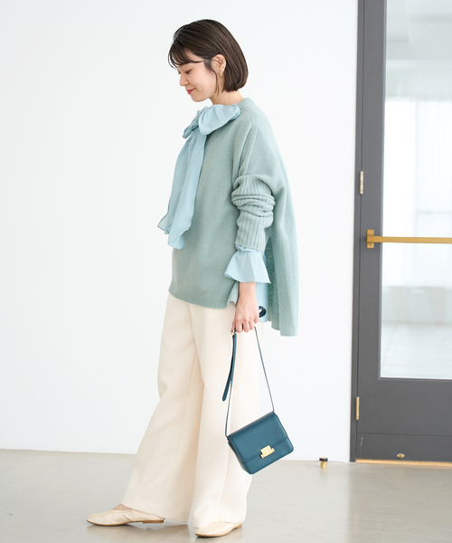 今季 イエナ カシミヤクルーネックプルオーバー IENA（イエナ） ニット セーター 「WEB限定/追加」ウールカシミヤ 脇