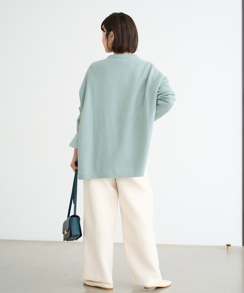 イエナ　IENA ウールカシミア脇スリットクルーネックプルオーバー IENA｜《WEB限定/追加》ウールカシミヤ 脇スリットクルーネックプル