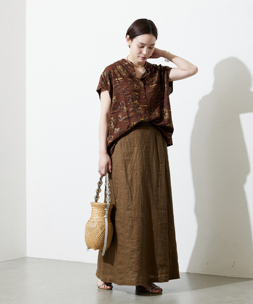 「TWO PALMS」 半袖ブラウス MEDIUM ネイビー レディース_画像6