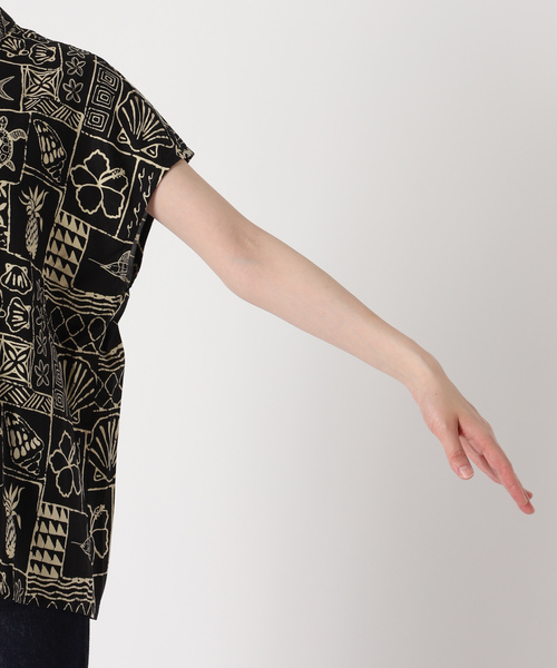 「TWO PALMS」 半袖ブラウス MEDIUM ネイビー レディース_画像7