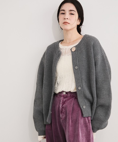 LE CERCLE par rope' カーディガン メタルボタン片畔ニットカーデ