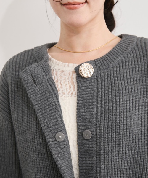 LE CERCLE par rope' カーディガン メタルボタン片畔ニットカーデ