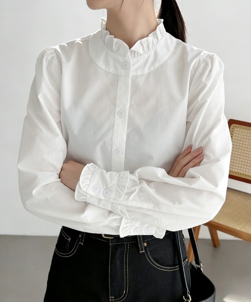 ブラウス シャツ フリルネックシャツ レディース : ZOZOTOWN Yahoo!店