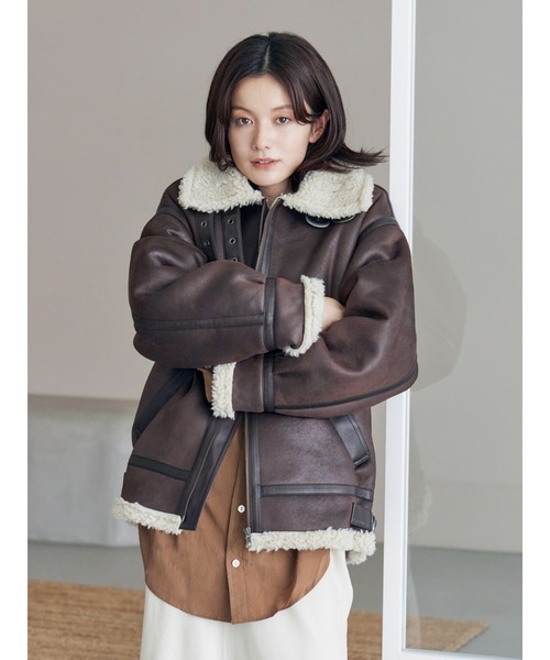 アングリッド　未使用品　フェイクレザーボアブルゾン　レディース　アウタームートン Ungrid（アングリッド） ブルゾン アウター フェイクムートンボア