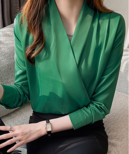 BLANC FICELLE ブラウス シャツ カシュクール 長袖シャツ レディース