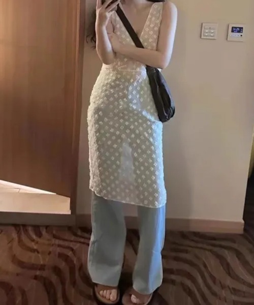 「SEN TOKYO」 ノースリーブワンピース M ホワイト レディース_画像7