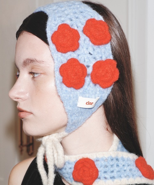 clor 耳当て イヤーマフ HAND-MADE CROCHET FLOWER EARMUFF レディース
