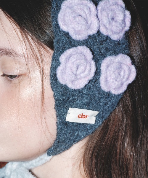 clor 耳当て イヤーマフ HAND-MADE CROCHET FLOWER EARMUFF レディース