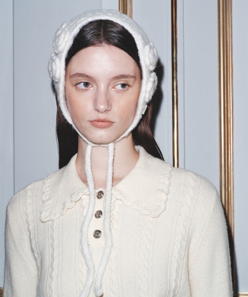 clor 耳当て イヤーマフ HAND-MADE CROCHET FLOWER EARMUFF レディース