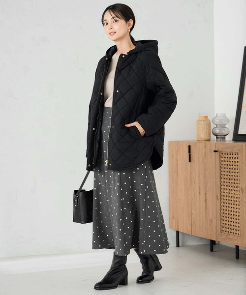 a.v.v キルティングミドルコート　ブラック　36 sサイズ　タグ付き未使用 a.v.v（アー・ヴェ・ヴェ） ノーカラーコート コート キルティング