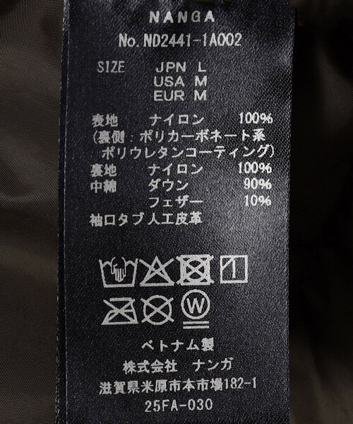 ダウンジャケット ダウン NANGA/ナンガ AURORA TEX STAND COLLAR DOWN JACKET メンズの画像